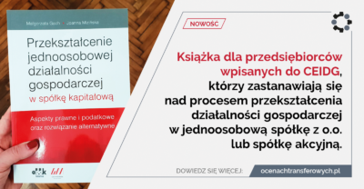 przekształcenie działalności gospodarczej w spółkę kapitałową